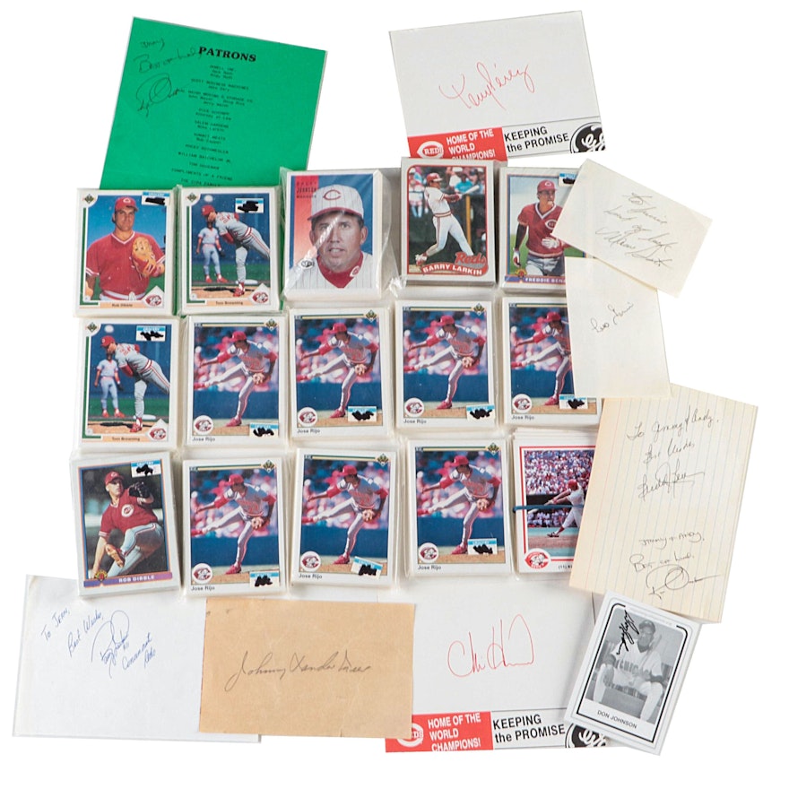 Cincinnati Reds Signed Cutouts, Baseball Cards and More with Larkin, Others