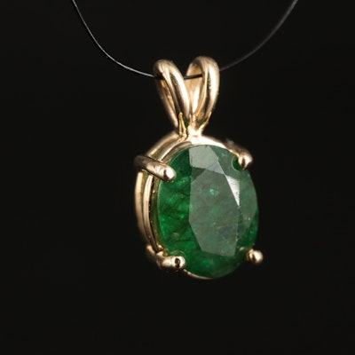 14K 1.45 CT Emerald Solitaire Pendant
