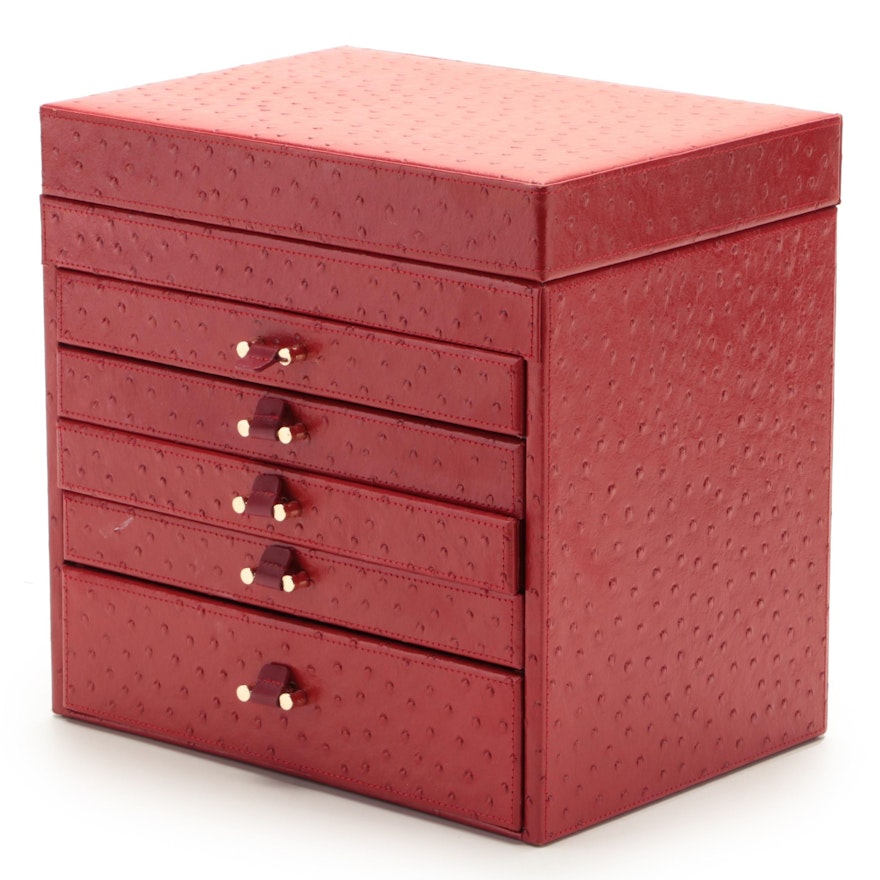 Bey-Berk Leather-Covered Jewelry Chest