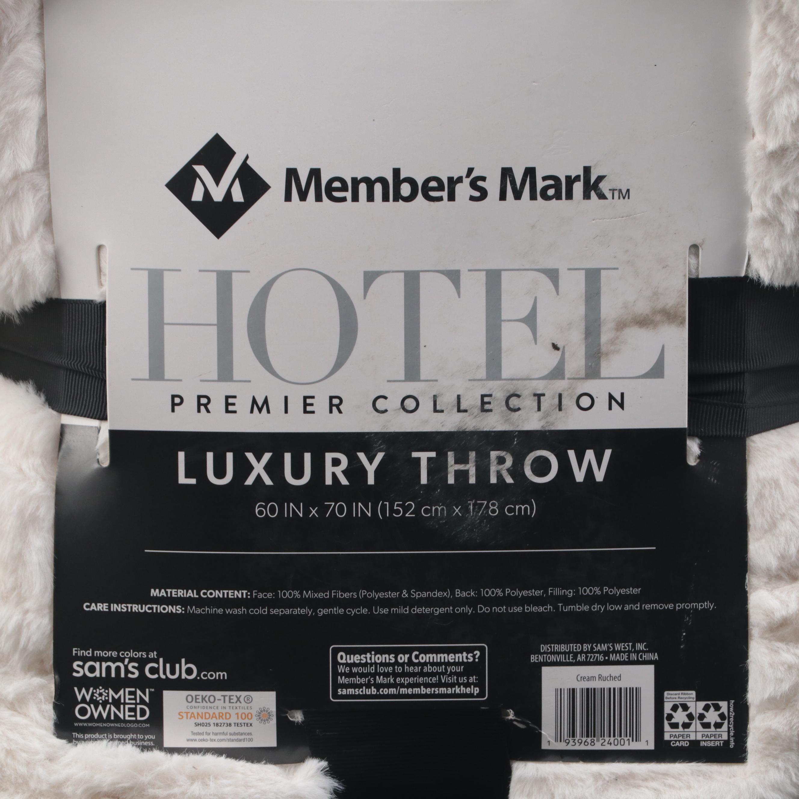 Member's Mark Hotel Premier Collection Luxury Throw in Ruched Cream EBTH