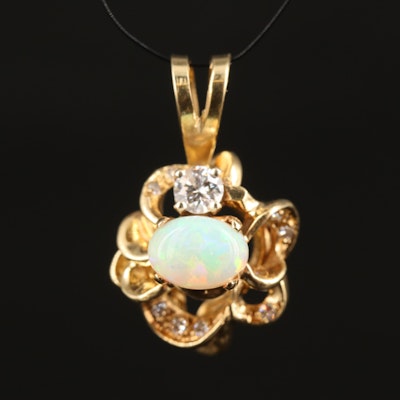 14K Opal and Diamond Pendant
