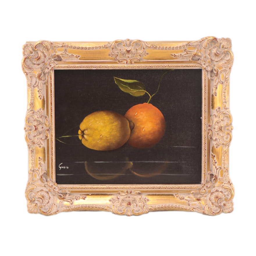 Antonio Gusini Oil Painting of Fruit Still Life