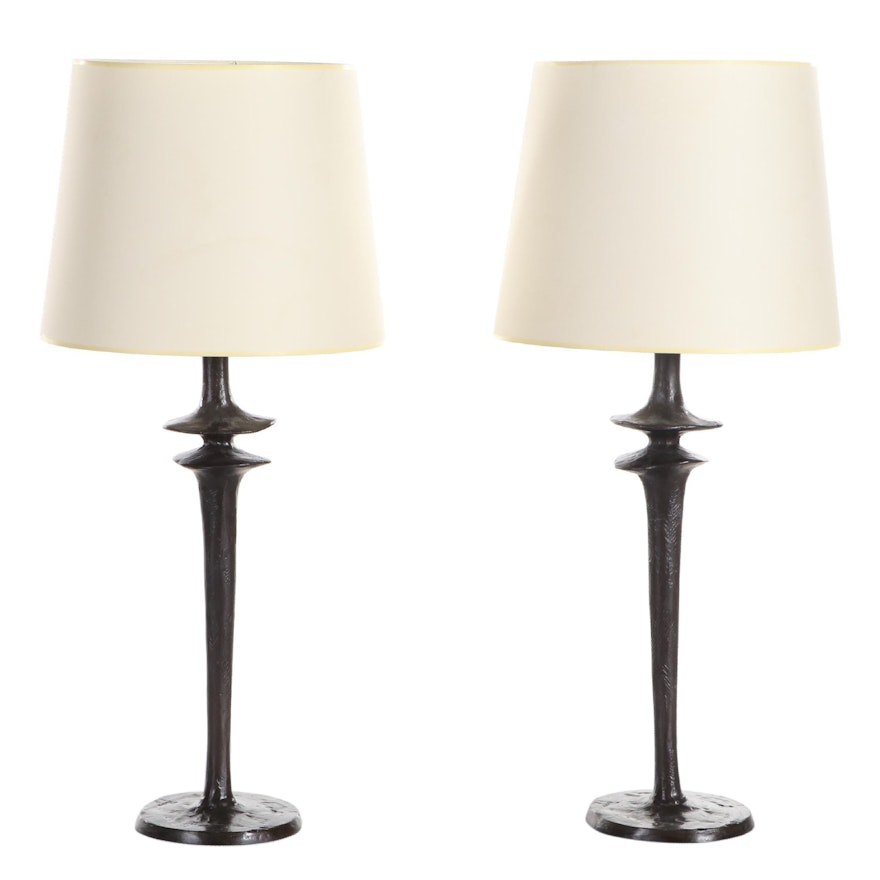 Pair of Cast Metal Console Table Lamps