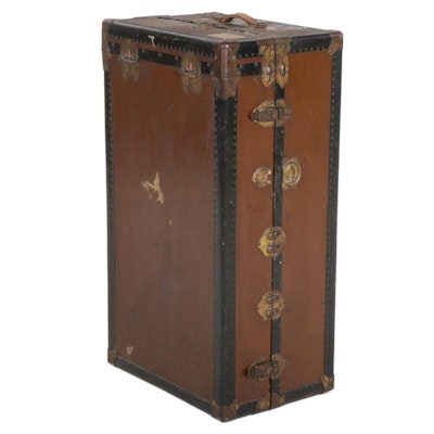 Metal and Vulcanized Fibre Wardrobe Trunk, Early 20th Century