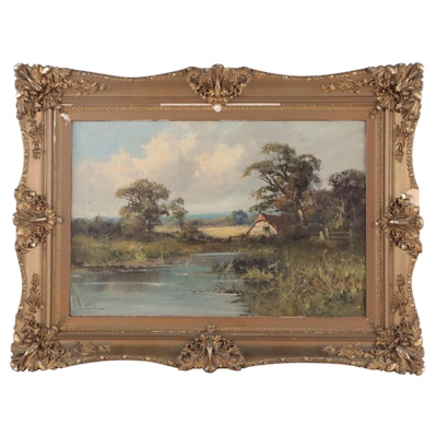 A. Jones Country Landscape Oil Painting