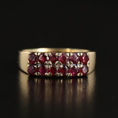 14K Ruby Double Row Band