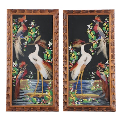 Mixed Media Folk Art Paintings of Birds