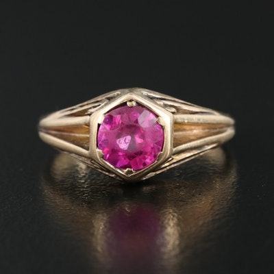 Antique 10K Rose Gold Ruby Solitaire Ring
