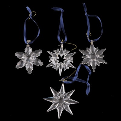 Swarovski Crystal Christmas Snowflake Annual Ornaments, 2006-2009