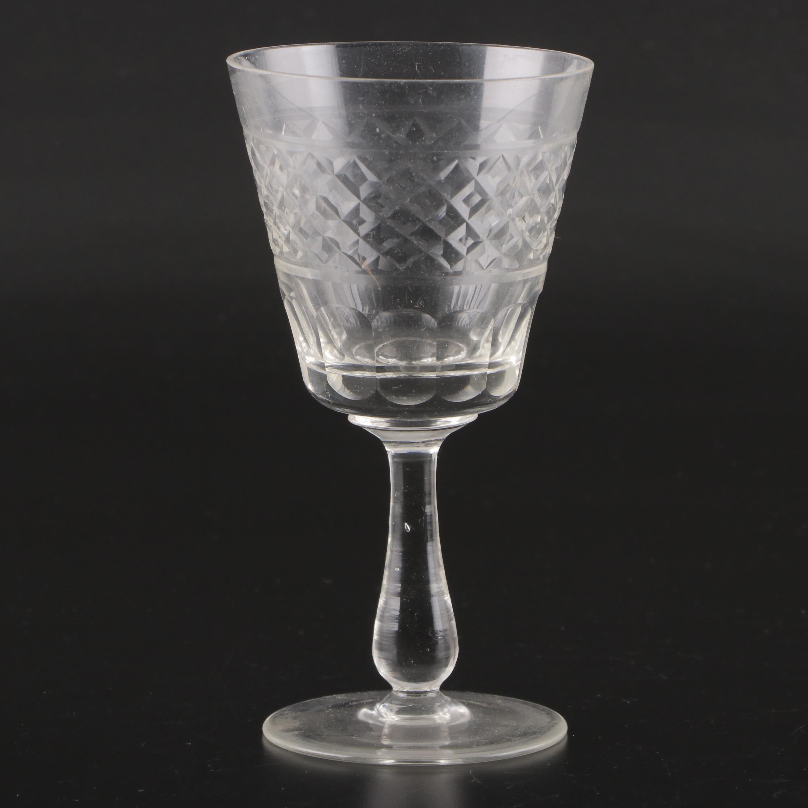 Cut Glass Wine Glasses, Mid to Late 20th Century EBTH