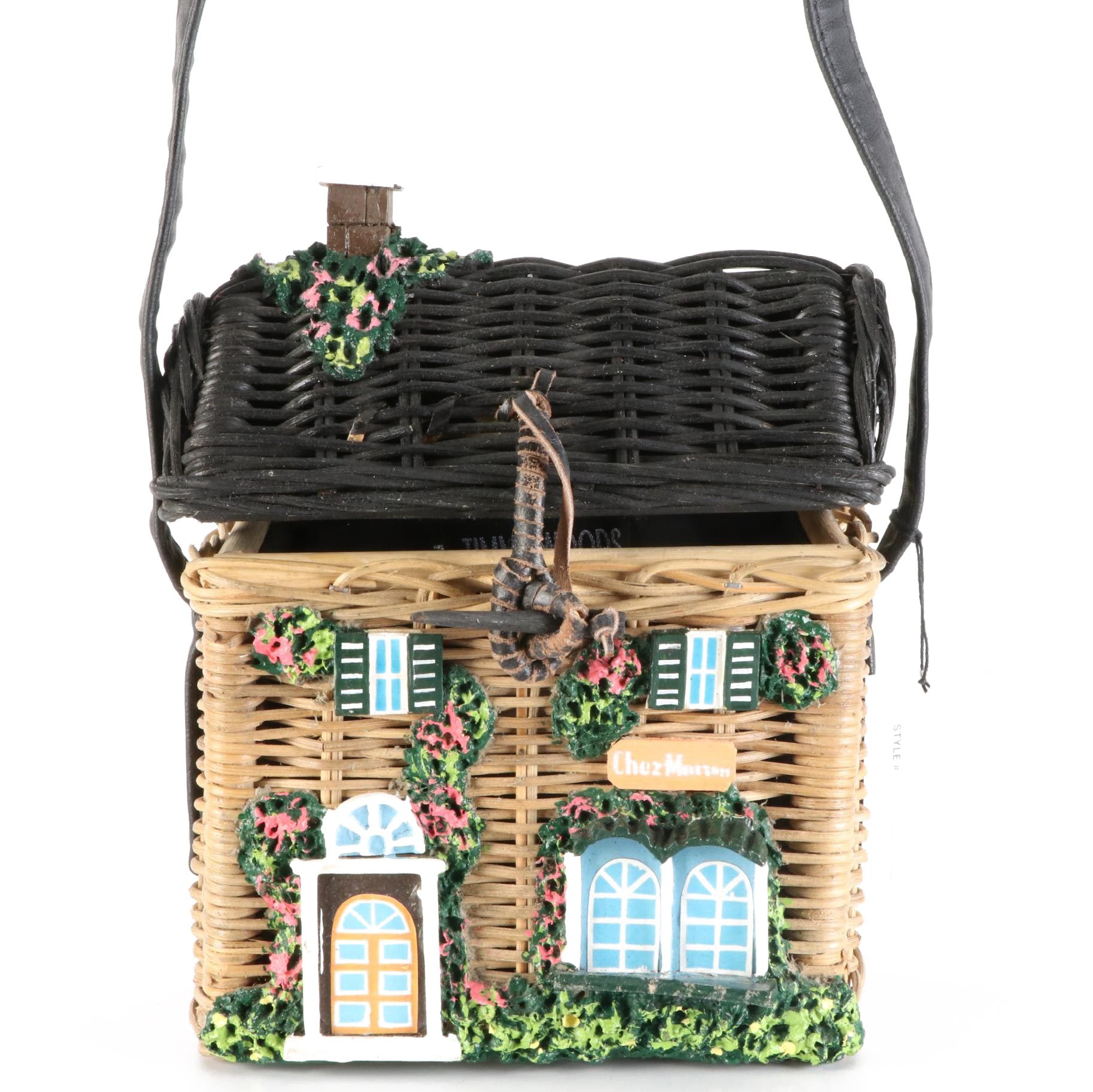 Timmy Woods "Chez Maison" Wicker Crossbody Basket Purse EBTH