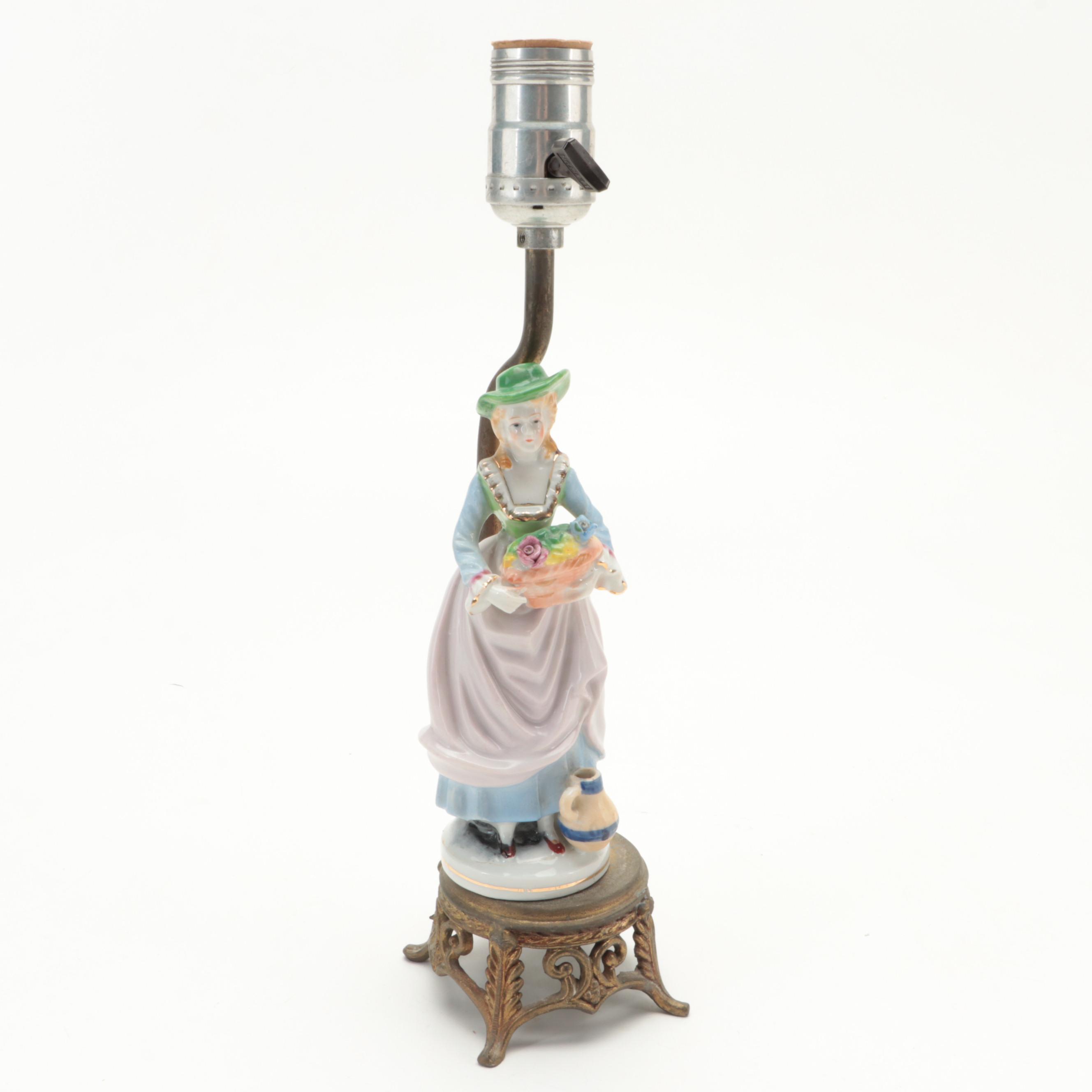 Occupied Japan Porcelain Figurines with Table Lamp EBTH