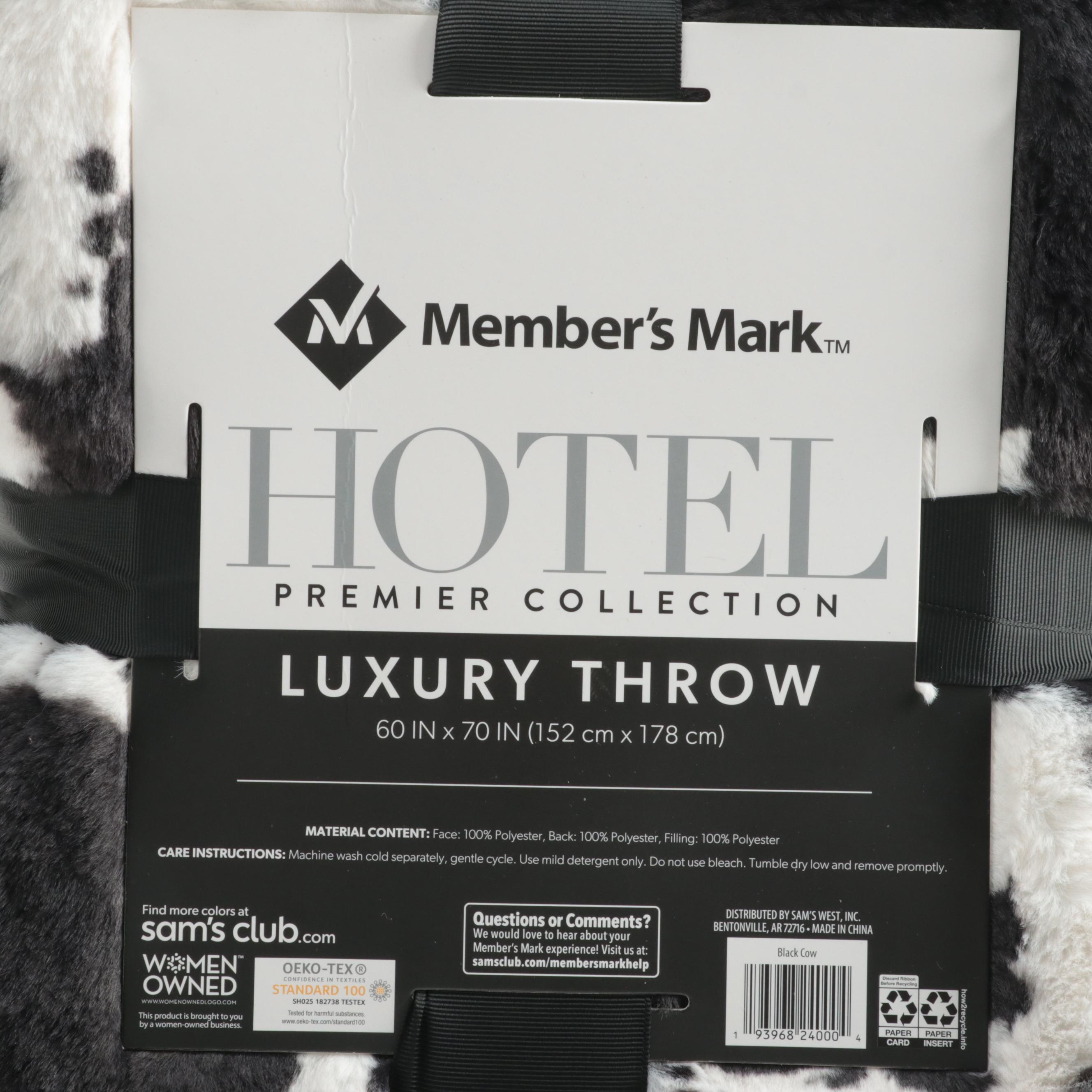 Member's Mark Hotel Premier Collection Luxury Throw in Black Cow EBTH