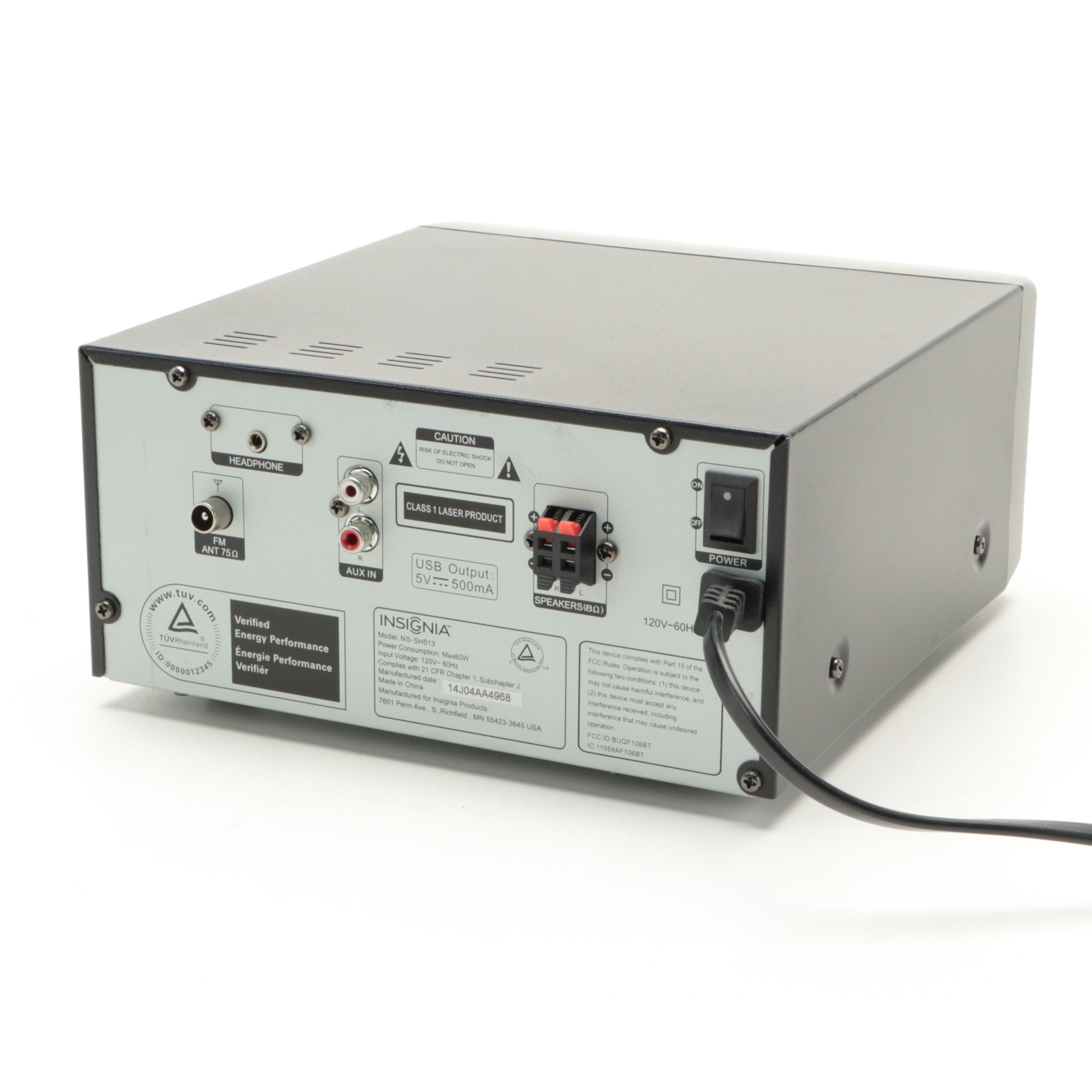 Insignia Model NSSH513 50W Bluetooth CD Compact Shelf System EBTH