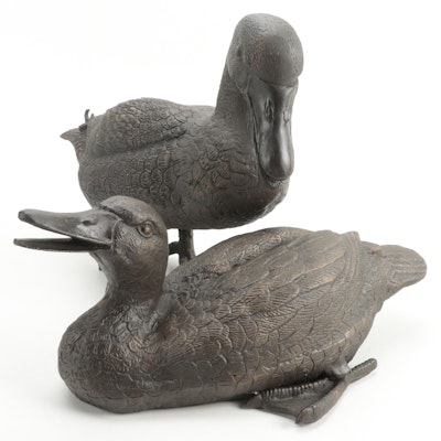 Pair of Molded Ceramic Duck Figures