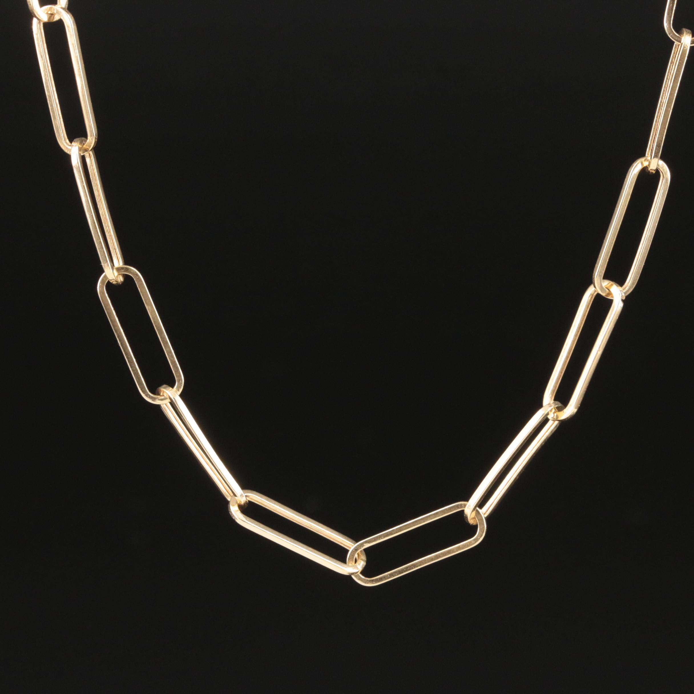 14K Paper Clip Chain Necklace EBTH