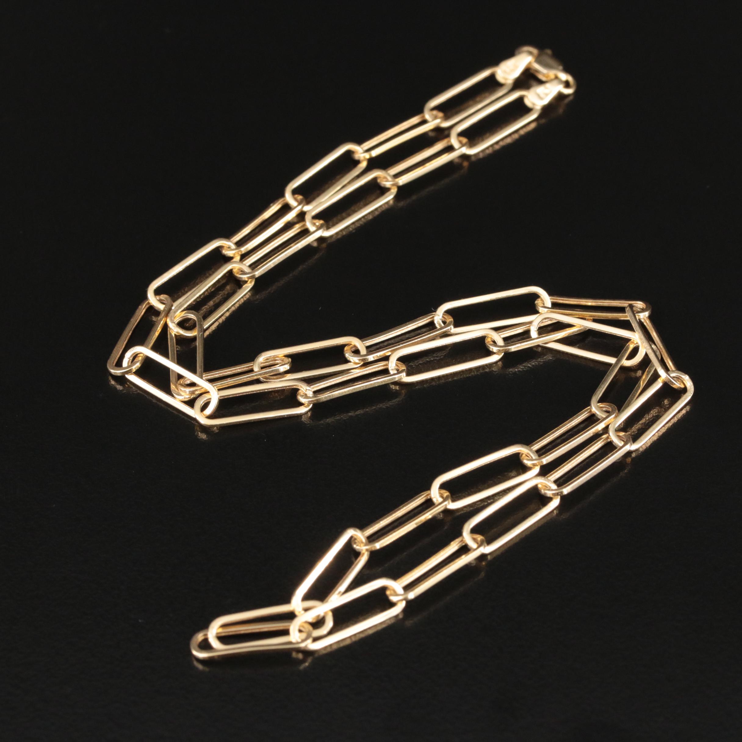 14K Paper Clip Chain Necklace EBTH
