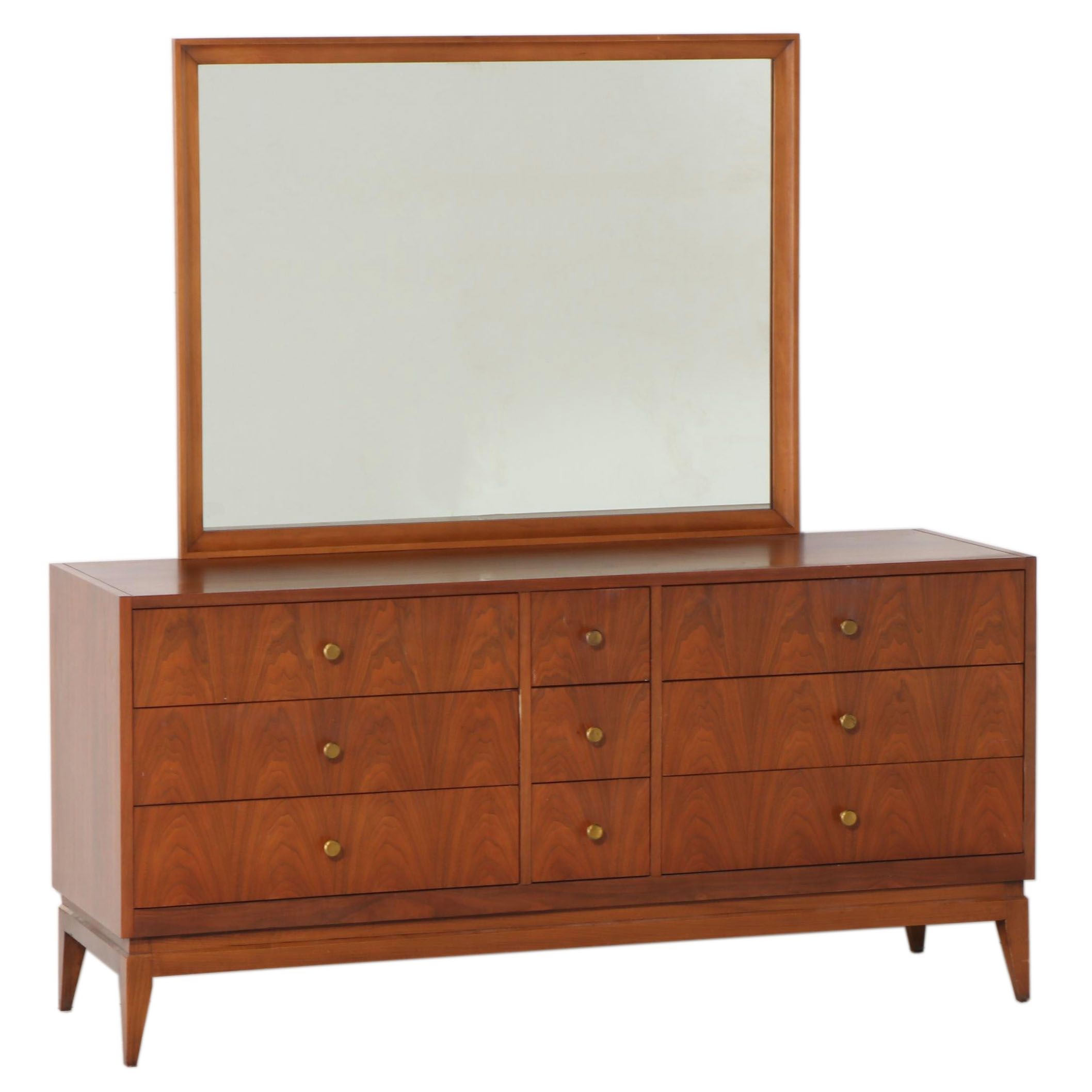 National Furniture Co. Mid Century Modern Walnut and Beech Dresser EBTH