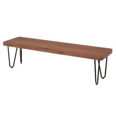 Modernist Style Walnut Coffee Table with Hairpin Legs