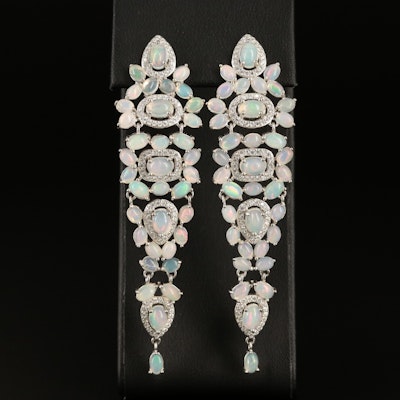 Sterling Opal and Cubic Zirconia Cascade Earrings