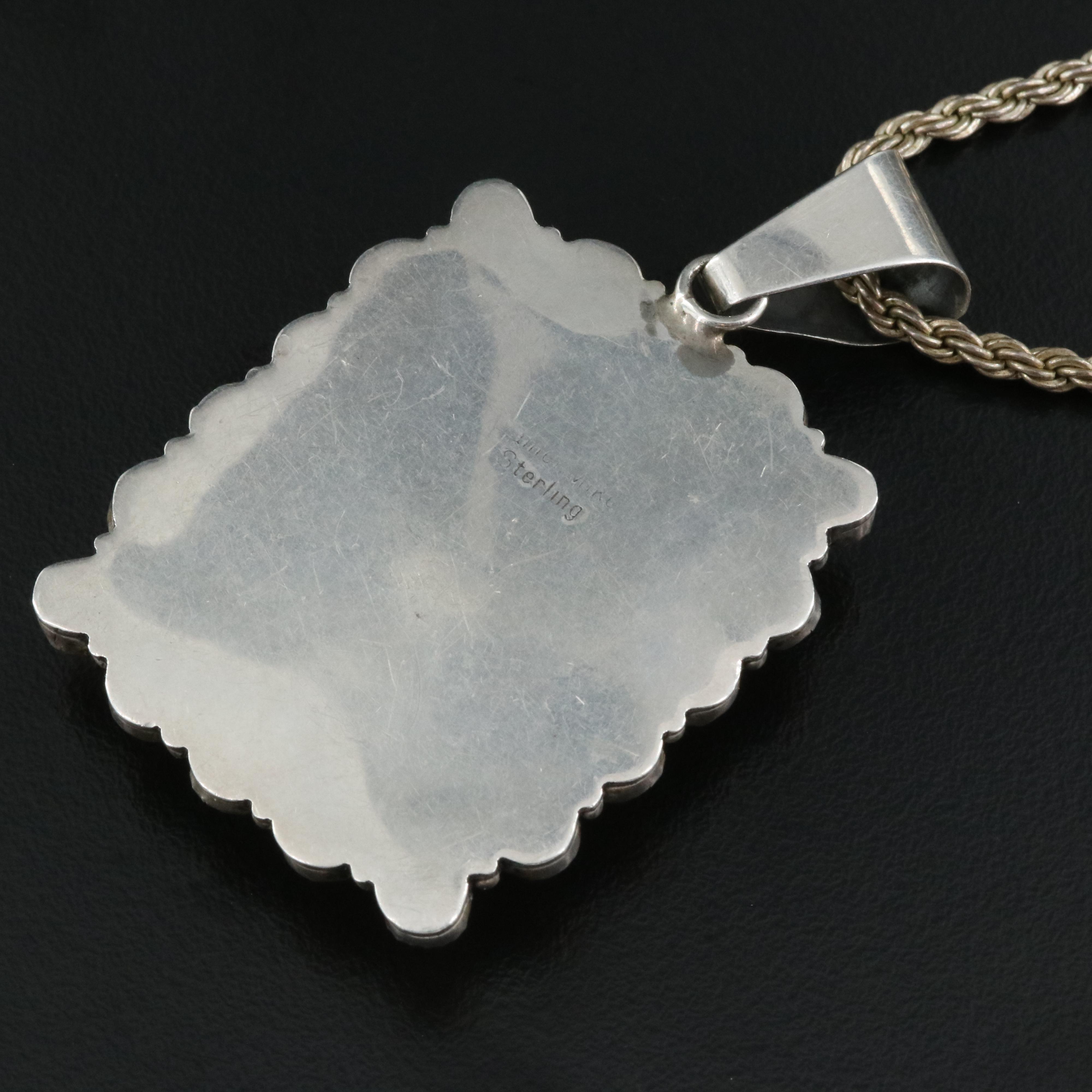 Daniel Mike Navajo Diné Sterling Magnesite and Spiny Oyster Pendant