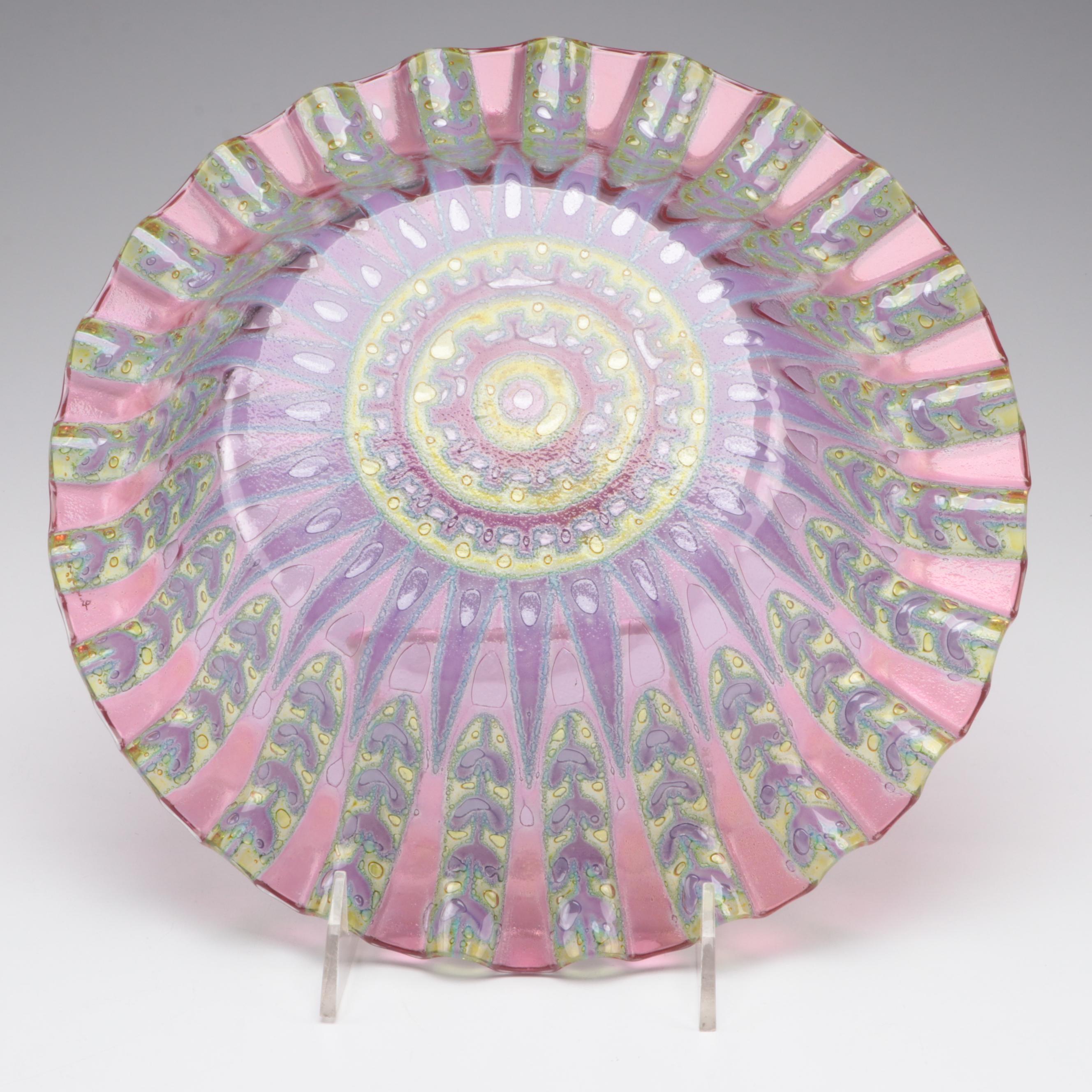 Higgins Fused Glass Fluted Bowl EBTH