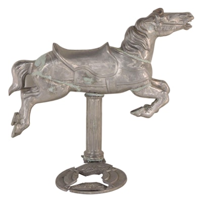 Coca-Cola Cast Aluminum Carousel Style Horse, Mid-20th Century