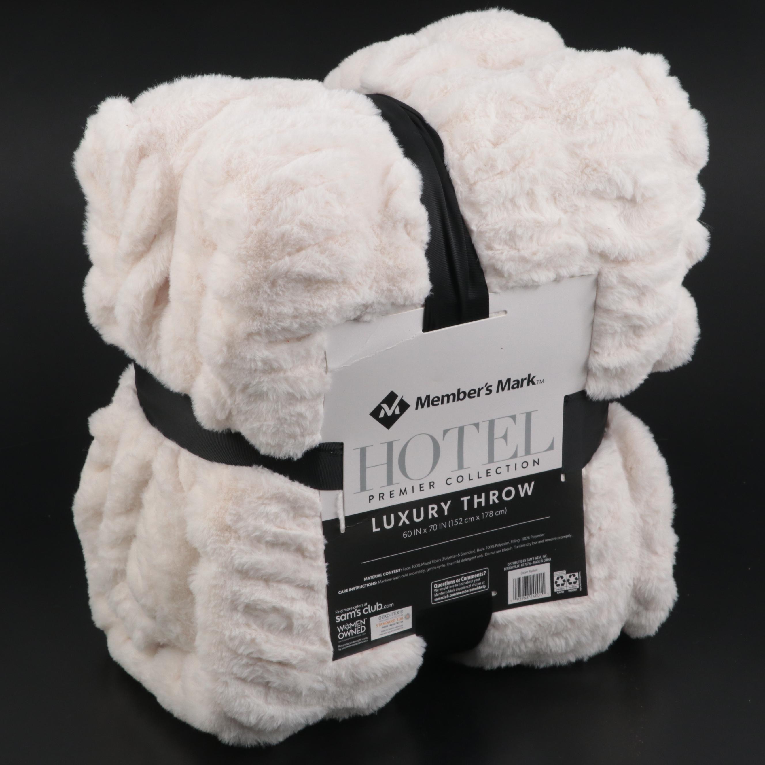 Member's Mark Hotel Premier Collection Luxury Throw in Ruched Cream EBTH