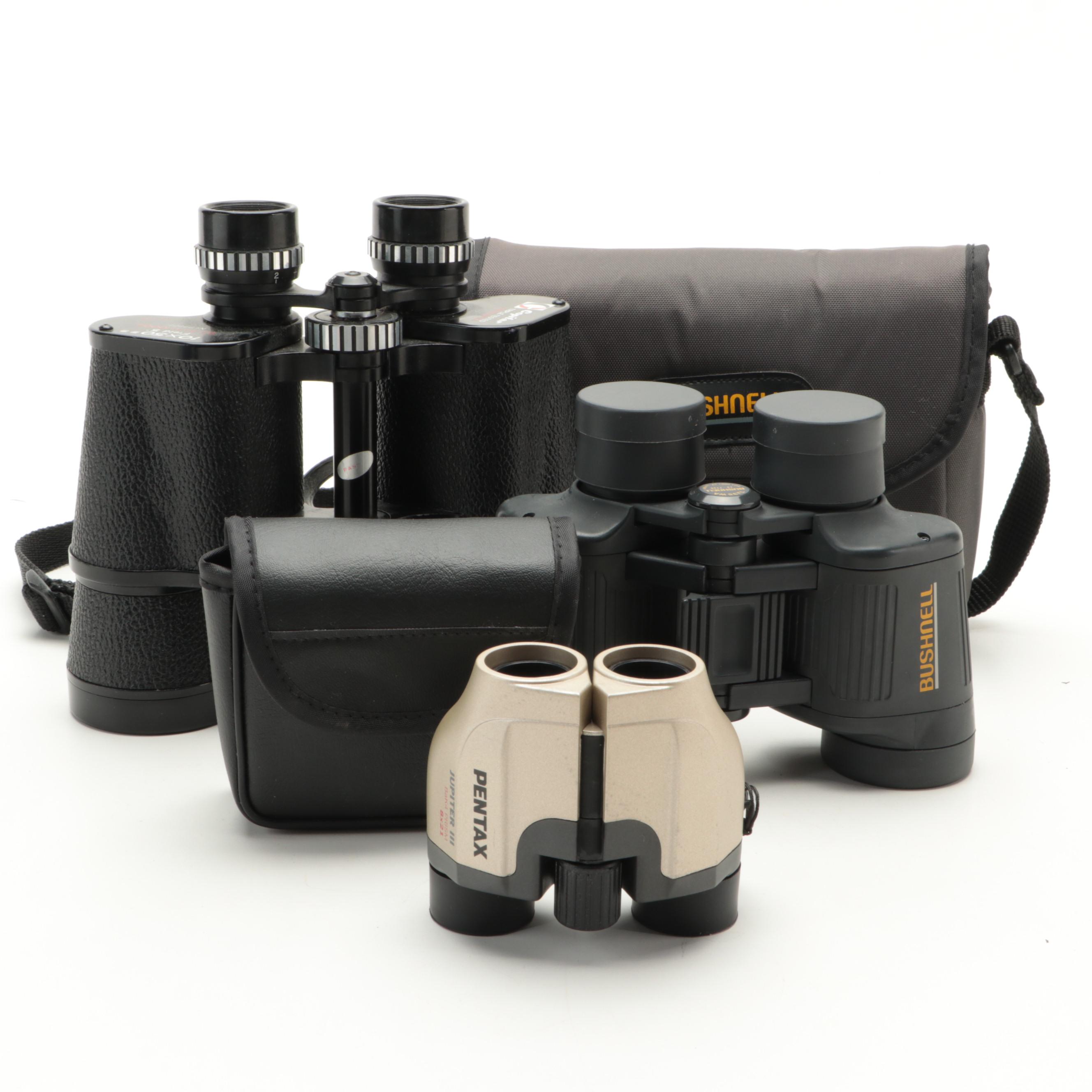 Pentax, Bushnell and Copitar Binoculars with Carry Cases EBTH