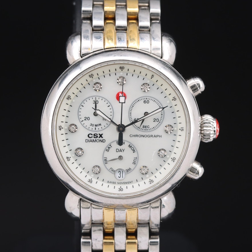 Diamond and Mother-of-Pearl Michele Chronograph Wristwatch