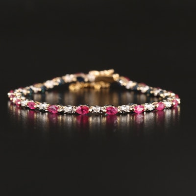 14K Ruby, Sapphire and Diamond Reversible Bracelet