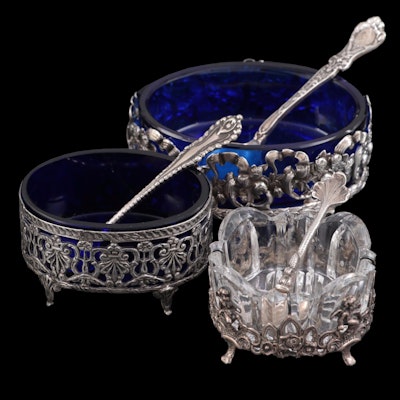 Sterling and 800 Silver Salt Cellars and Salt Spoons
