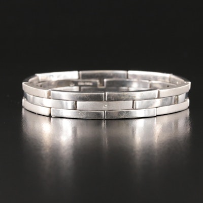 Sterling Silver Diamond Panther Link Bracelet