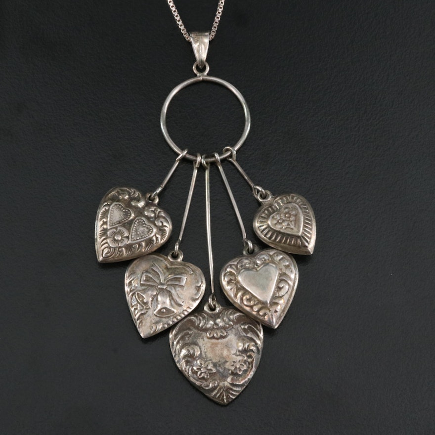 Italian Sterling Puffy Heart Pendant Necklace