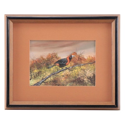 William W. Moseley Oil Painting of Bird on Branch