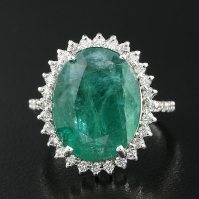 14K 9.08 CT Emerald and Diamond Ring