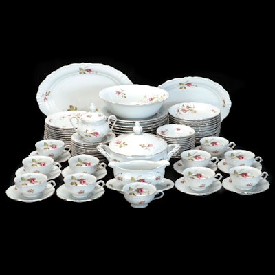 Winterling Porcelain "Moss Rose" Dinnerware and Serving Pieces, Mid-Late 20th C.