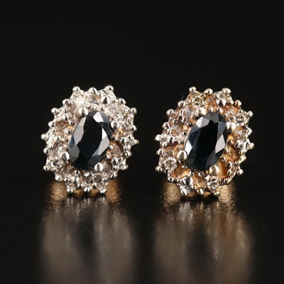 10K Sapphire and Diamond Earrings