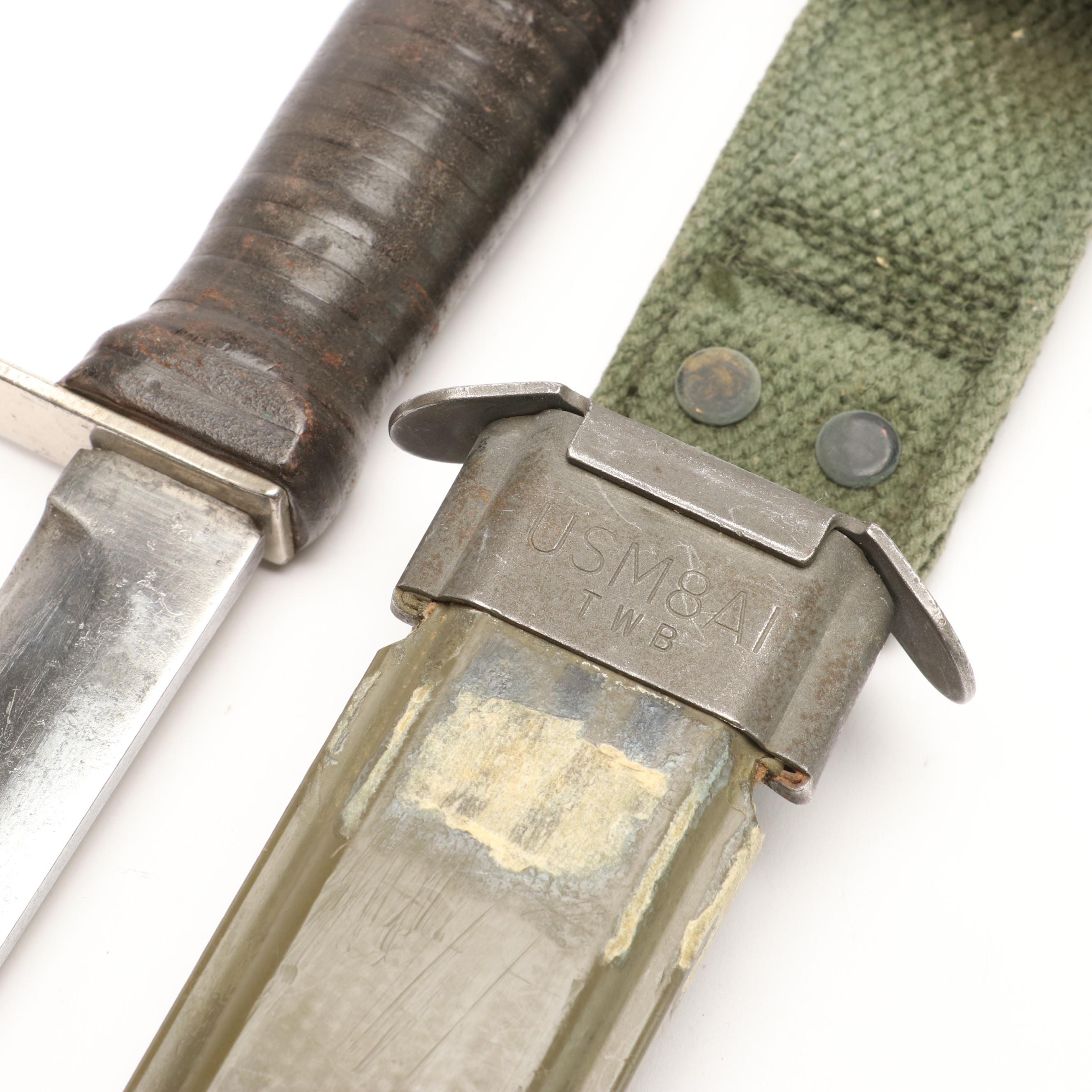 Group of Five Various with Sheaths Including Vietnam Era