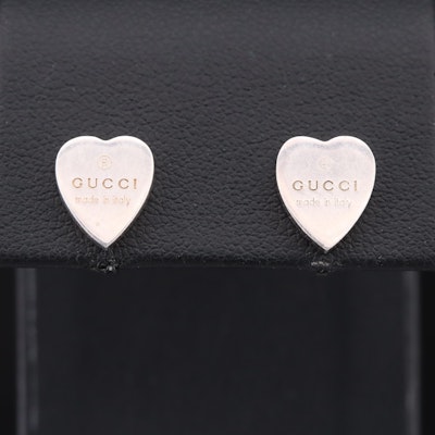Gucci Sterling Silver Heart Earrings with Box