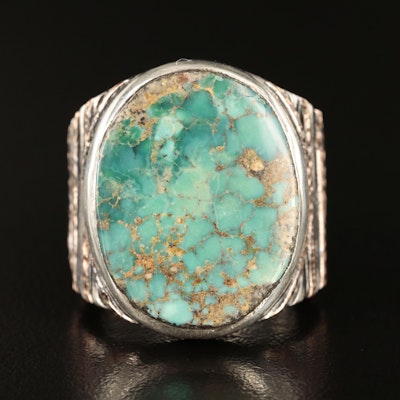 Studio Style Sterling Turquoise Ring Attributed to Kai Hill