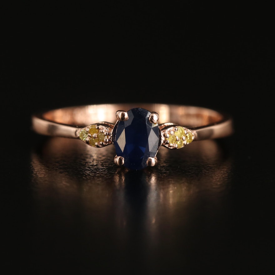 14K Rose Gold Sapphire and Diamond Ring