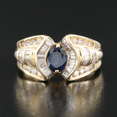 14K 1.05 CT Sapphire and 1.33 CTW Diamond Ring