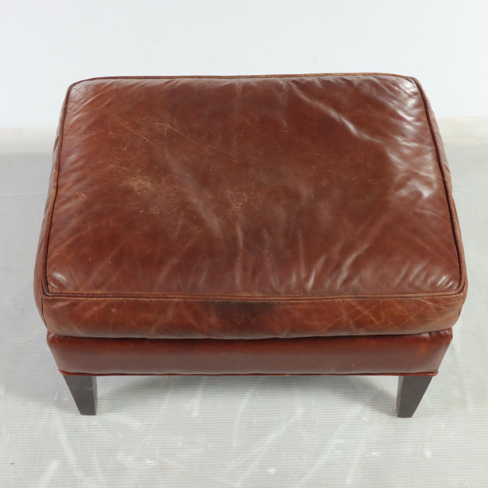 Brown Leather PillowTop Ottoman EBTH