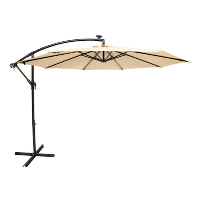 Living Accents 10' Offset Patio Umbrella With LED Lights in Taupe