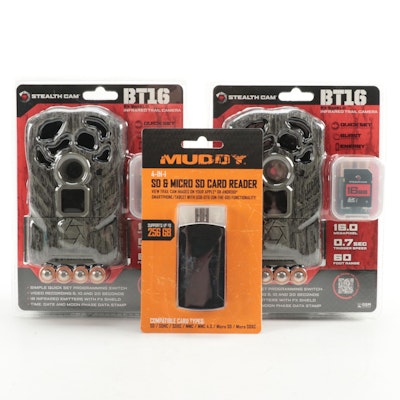 Pair of Stealth Cam Infrared Trail Cameras With SD Reader