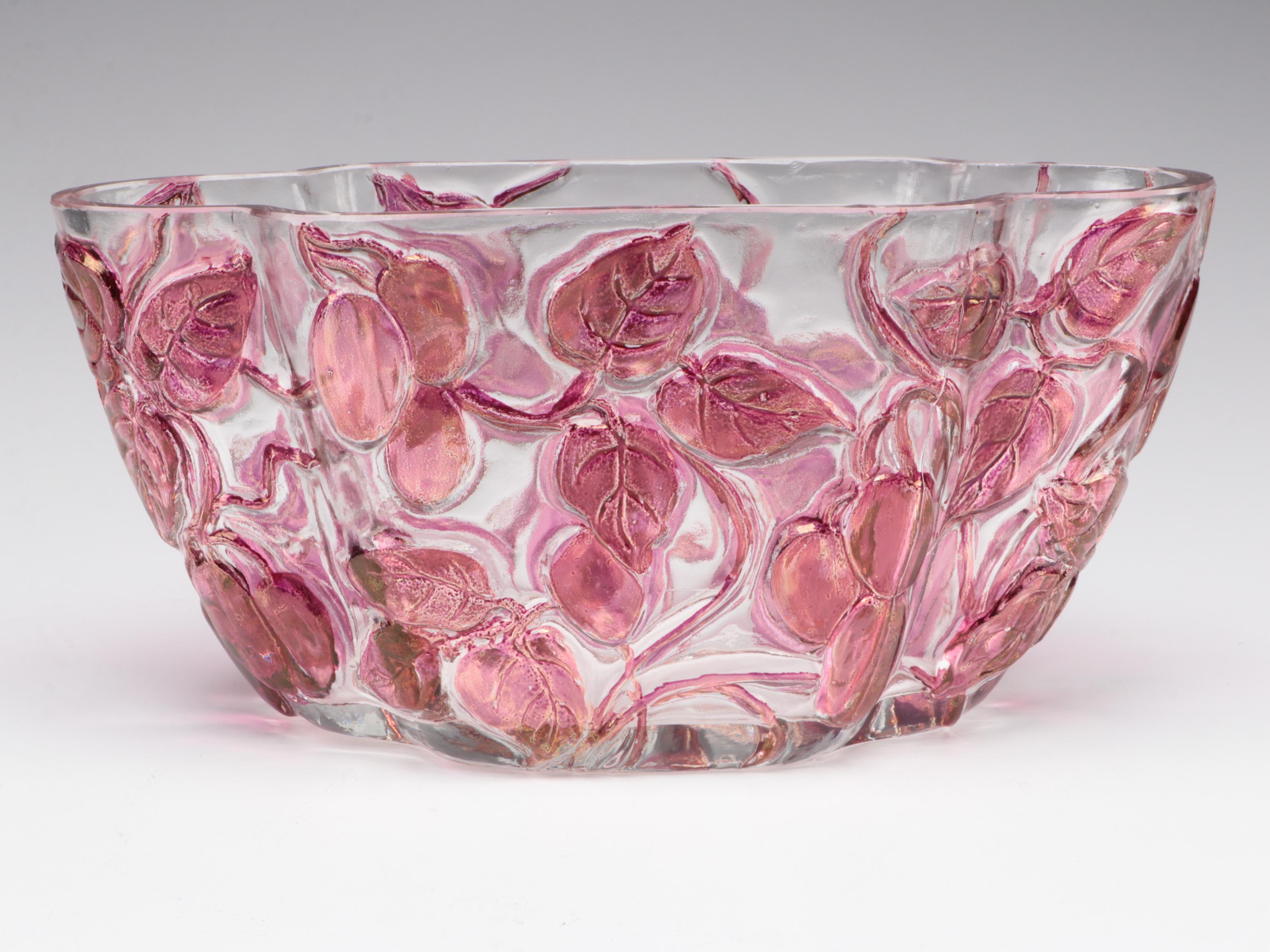 Phoenix Glass Co. Sculptured Art Glass Vine Motif Vase and More Vases