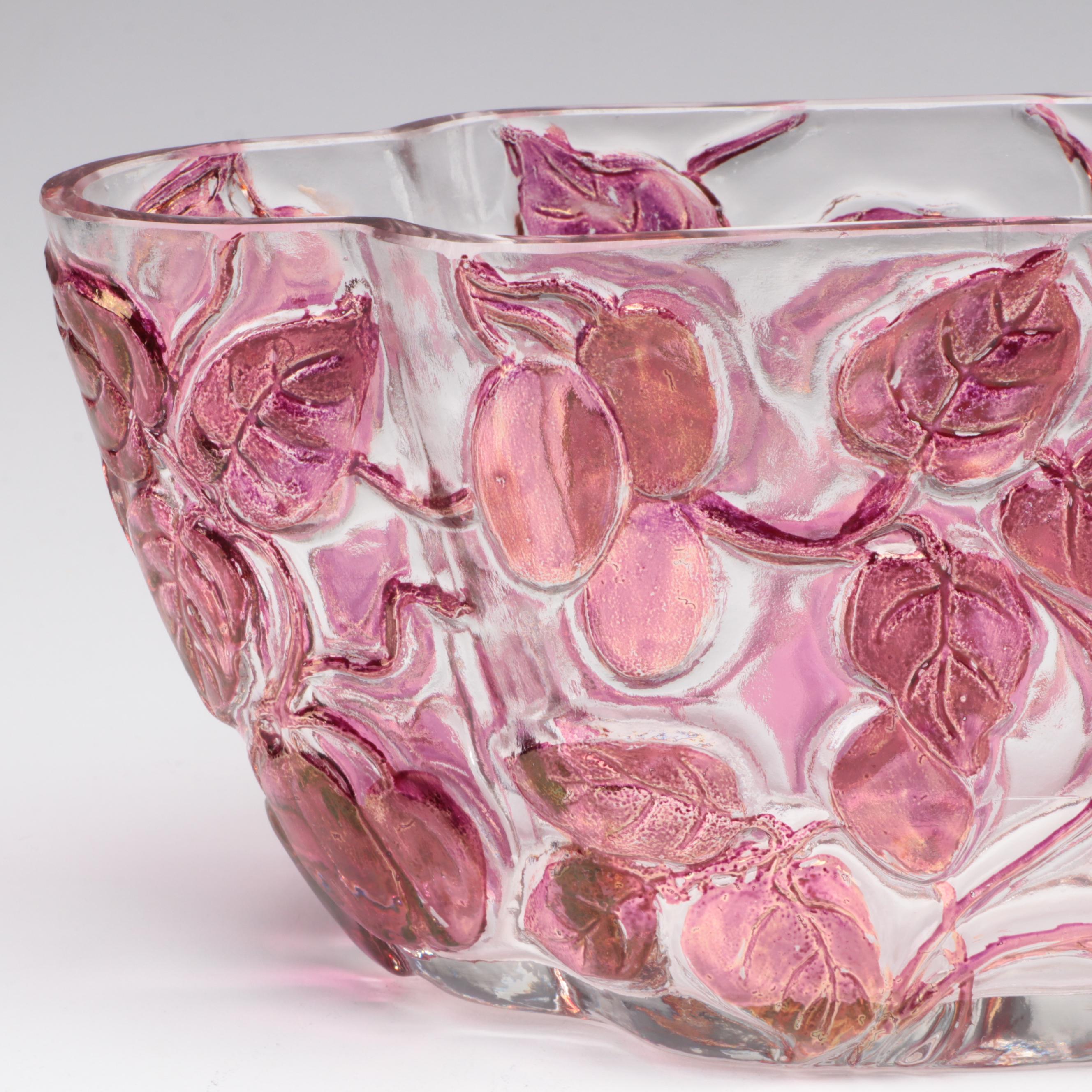 Phoenix Glass Co. Sculptured Art Glass Vine Motif Vase and More Vases