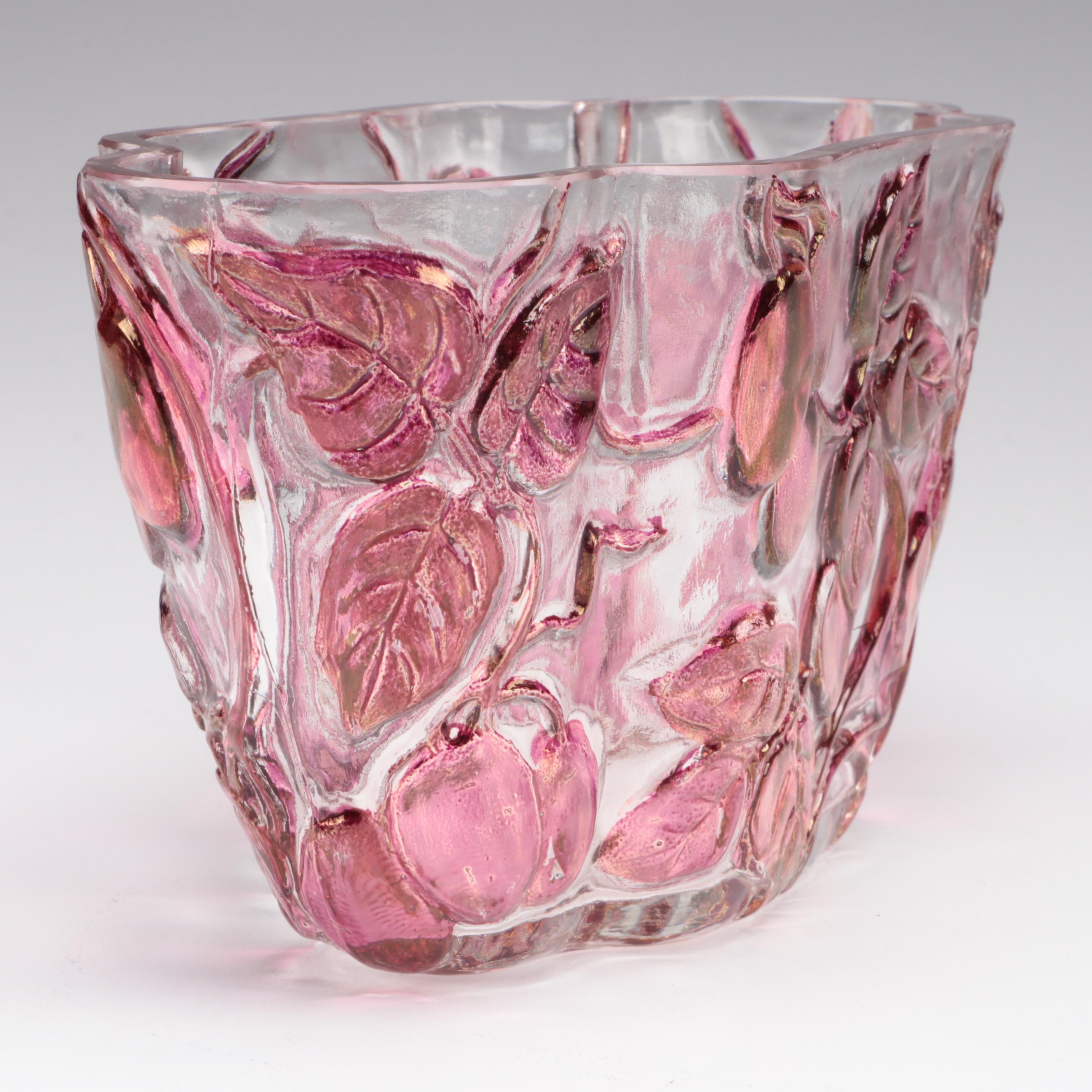 Phoenix Glass Co. Sculptured Art Glass Vine Motif Vase and More Vases