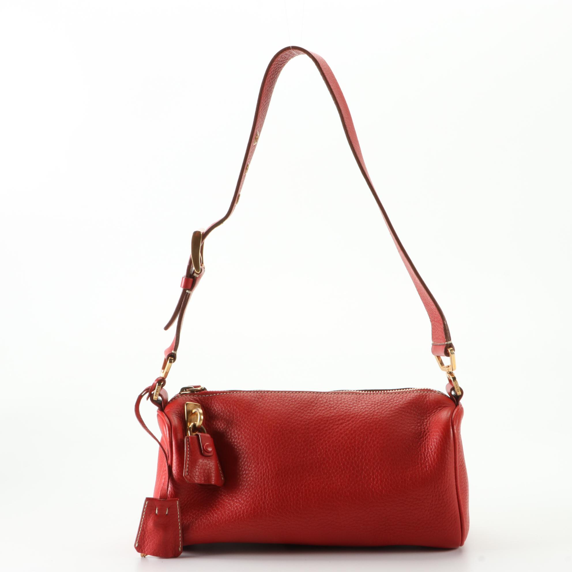 Prada ZipTop Shoulder Bag in Red Vitello Daino Leather with Box EBTH